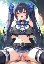 noire, noire_(neptunia), neptunia_(series), 1boy, 1girls