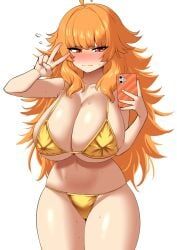 nobunagapero, peronattu, big_breasts, blush, golden_bikini