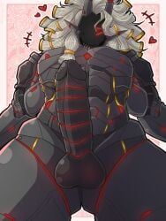 zephyfallmask, balls, black_body, erection, eyeless