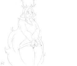 freya_agalith, gps-device, animal_humanoid, antlers, areola
