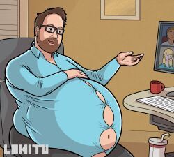 zoom_(software), lokitu, beard, belly_button, big_belly