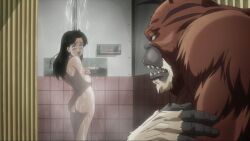 anne_merlai, jojo's_bizarre_adventure, ape, bathroom, dark-skinned_female