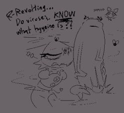 tasque_manager_(deltarune), virovirokun, deltarune, breakcoreyuri, blush