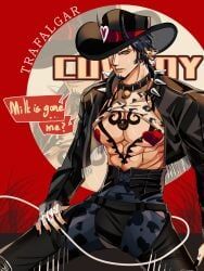 trafalgar_law, one_piece, alternate_costume, assless_chaps, big_pecs