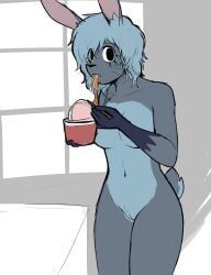 anthro, areola, barbell_piercing, barely_visible_areola, blue_body