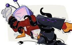 tenna_(deltarune), deltarune, arms_tied, black_tentacles, blushing_male