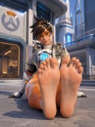 tracer, tracer_(overwatch_2_suit), overwatch, overwatch_2, barefoot