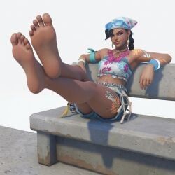 sombra, overwatch, boobs, feet, feet_focus