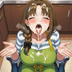 tsukushibara_sumine, indie_virtual_youtuber, 1girls, after_fellatio, after_oral