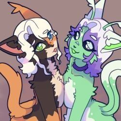 gnarpies, 2girls, :3, alien, animal_ears
