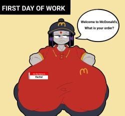 raven_(dc), mcdonald's, ogre_jack, gray_skin, large_ass