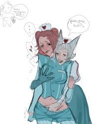 head_nurse_(animal_hospital), nurse_(animal_hospital), animal_hospital, clothed, folded_clothes