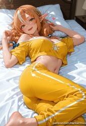 shiranui_flare, hololive, d, kermixx, 1girl