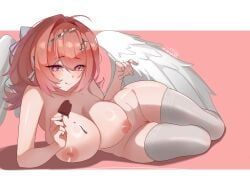 remielle_dan, zenless_zone_zero, 1girl, breasts, food