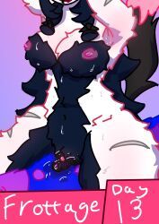 anthro, armpit_fetish, big_breasts, blue_body, blue_fur