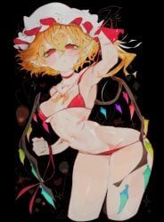 flandre_scarlet, touhou, usa37107692, arm_behind_head, armpit
