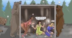 strega, 3girls, 4boys, accessory, accidental_bestiality