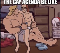 brock_samson, rusty_venture, venture_brothers, blonde_hair, college