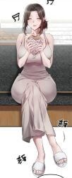webtoon, attractive_female, closed_eyes, eating_burger, eating_food