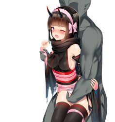 tachi-e, kurotobi_rarumu, 1boy, 1girl, backless_kimono