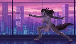 fjollettigeren, anthro, areola, balls, breasts