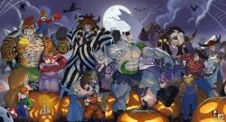 bowser, elsa_(cosplay), frankenstein's_monster, luigi, luigi_(cosplay)