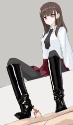 artist_request, 1boy, 1girls, black_boots, black_tie