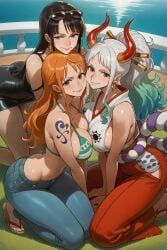 nami_(one_piece), nico_robin, yamato_(one_piece), one_piece, patreon