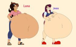 jess_(comical_weapon), luna_(comical_weapon), comical_weapon, 2girls, belly