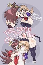 beidou_(genshin_impact), lisa_(genshin_impact), genshin_impact, chikin_(artist), 2girls