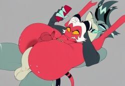 chaz_(helluva_boss), moxxie_(helluva_boss), helluva_boss, emilyronp, ass_cheeks