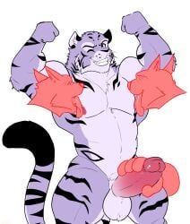 anthro, balls, erection, felid, fur
