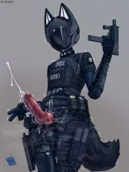 seraziel, animal_genitalia, animal_penis, anthro, armor
