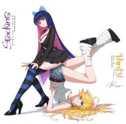 panty_anarchy, stocking_anarchy, panty_&_stocking_with_garterbelt, 2girls, ankle_socks
