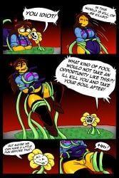 flowey_the_flower, frisk_(undertale), undertale, undertale_(series), all_fours