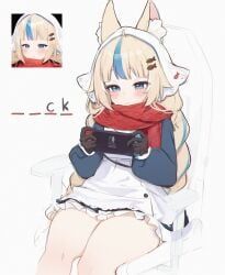 sameko_saba, indie_virtual_youtuber, nintendo_switch, koahri, 1girls