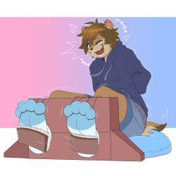felldream, anthro, bodily_fluids, bound, brush