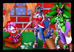 lyritha_(bluuwolf), sorez_(mastersorez), christmas, holidays, black_border