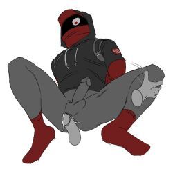 nauseaxe_404, monsterxmediator, arms_behind_back, cap, hoodie