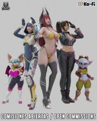 bunnii_o'hare_(fortnite), mai_shiranui, mai_shiranui_(street_fighter_6), rouge_the_bat, rouge_the_bat_(nottanj)