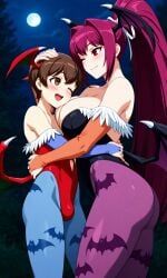 lilith_aensland, lilith_aensland_(cosplay), morrigan_aensland, morrigan_aensland_(cosplay), yuzuriha_(under_night_in-birth)