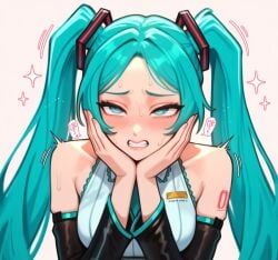 hatsune_miku, vocaloid, 1girls, ahegao, apple