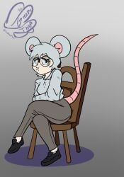 thegreenthief, arms_crossed, button_down_shirt, chair, glasses