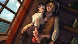 1boy, 1girls, blush, brown_eyes, brown_hair