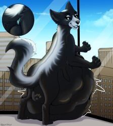 blauehexe, black_and_white_fur, black_nose, blue_pussy, blue_tongue