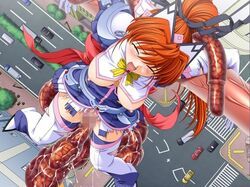 female, impaling, suspended, tentacle