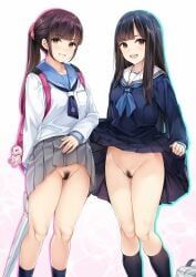 original, yokaze_japan, 2girls, ankle_socks, anklehighs