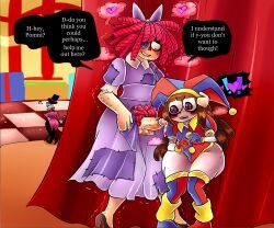 background_character, caine_(the_amazing_digital_circus), pomni, pomni_(the_amazing_digital_circus), ragatha