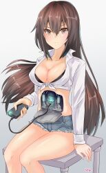 nagato_(kantai_collection), kantai_collection, 1girls, abdomen_panel, black_bra