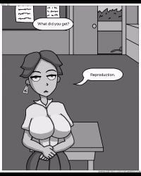 neo_weeb_lord_x, areolae, big_breasts, black_and_white, blank_expression